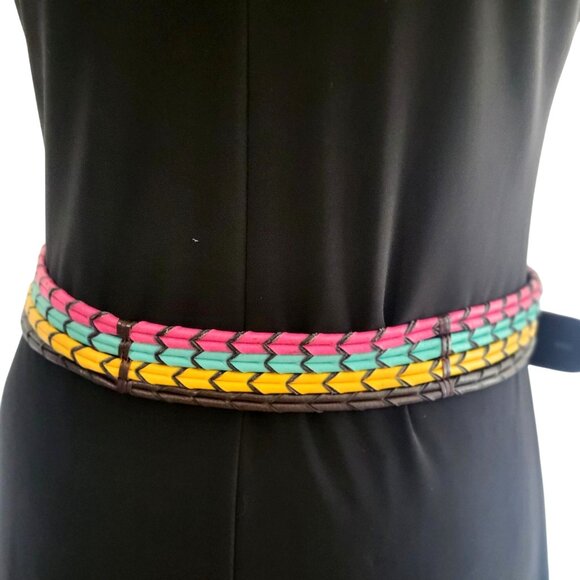 Brighton Womens Multicolor Braided Leather Belt W/ Decorative Silver Buckle B206 - Picture 2 of 7